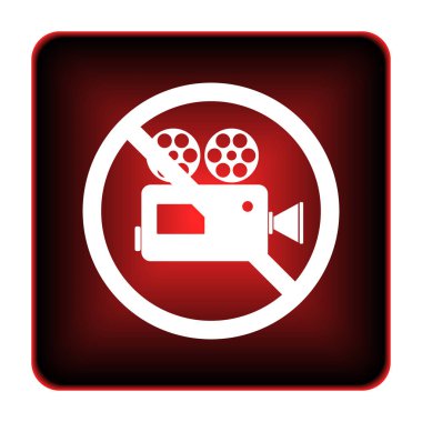 Yasak video kamera simgesi. Beyaz arka plan üzerinde Internet düğmesi