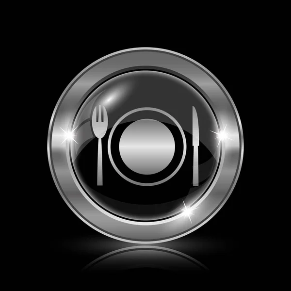 Restaurant Icon Internet Button Black Background — Stock Photo, Image