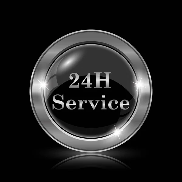 24H Service Icon Internet Button Black Background — Stock Photo, Image