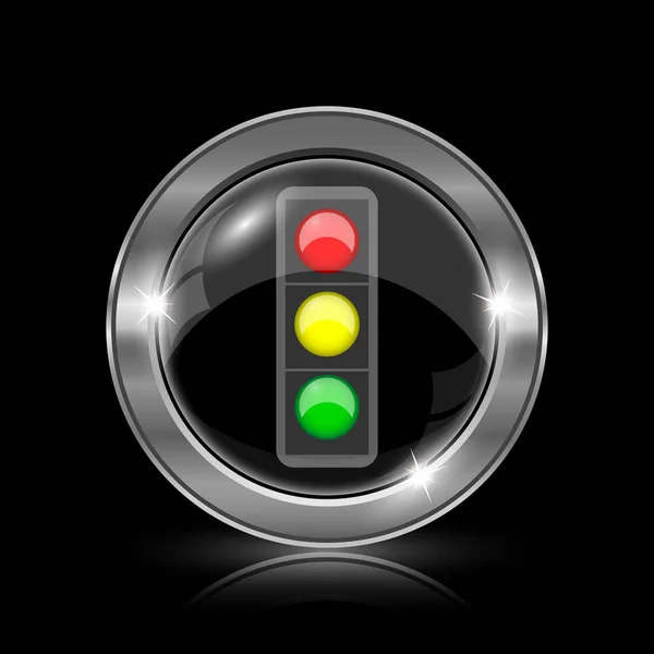 红绿灯图标 黑色背景上的互联网按钮 — 图库照片