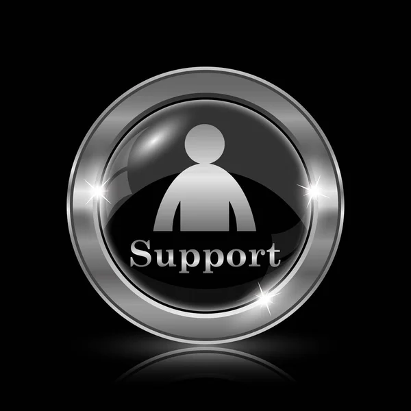 Ikona Podpora Internet Tlačítko Černém Pozadí — Stock fotografie