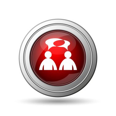 Yorumlar simgesine. Beyaz arka plan üzerinde Internet düğme. -Erkekler balon