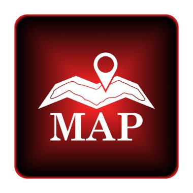 Harita simgesi. Beyaz arka plan üzerinde Internet düğmesi