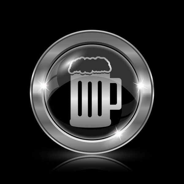 Beer icon. Internet button on black background