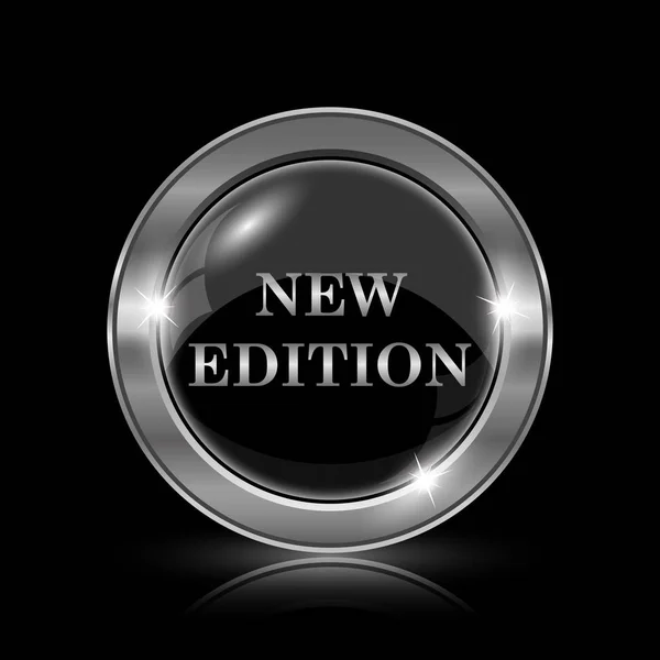 新しい版のアイコン 黒い背景にインター ネット ボタン — ストック写真