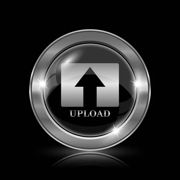 Pictogram Uploaden Internet Knop Zwarte Achtergrond — Stockfoto