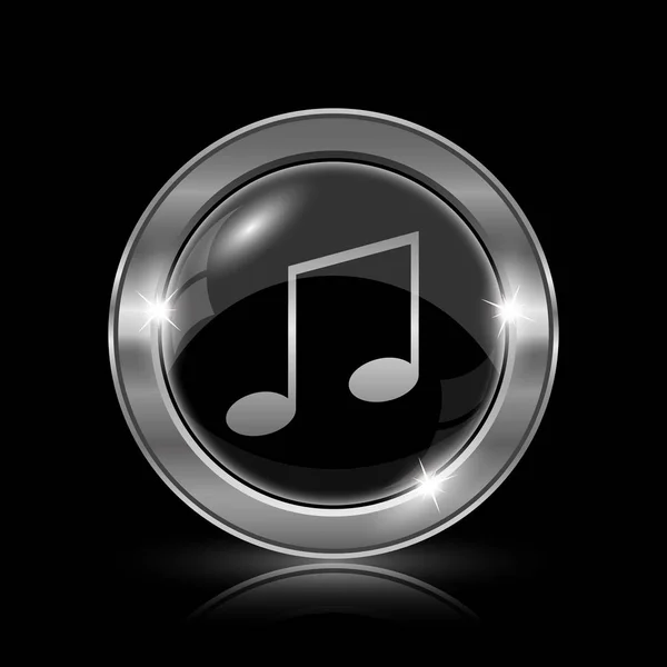 Icono Musical Botón Internet Sobre Fondo Negro — Foto de Stock