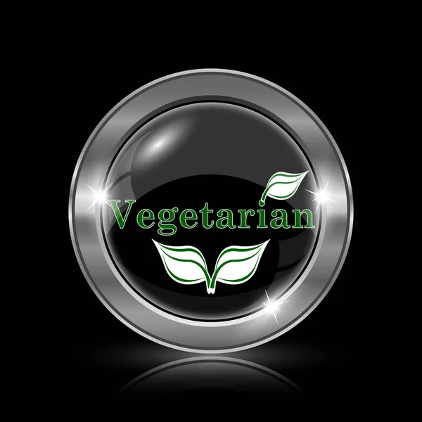 Vegetarisk Ikonen Internet Knappen Svart Bakgrund — Stockfoto