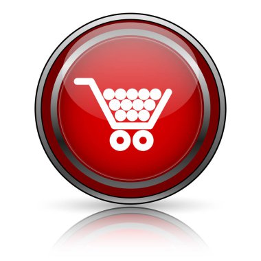 Beyaz zemin üzerine kırmızı parlak simge. Internet düğmesi.