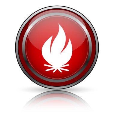 Beyaz zemin üzerine kırmızı parlak simge. Internet düğmesi.