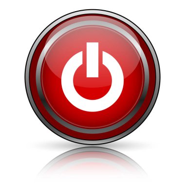 Beyaz zemin üzerine kırmızı parlak simge. Internet düğmesi.