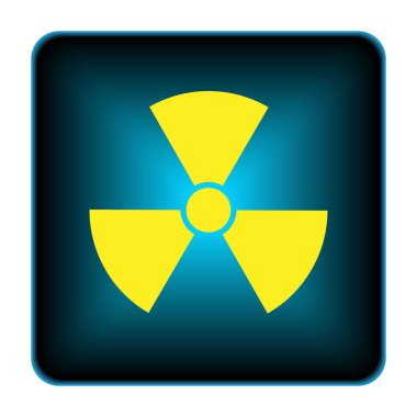 Radyasyon simgesi. Beyaz arka plan üzerinde Internet düğmesi