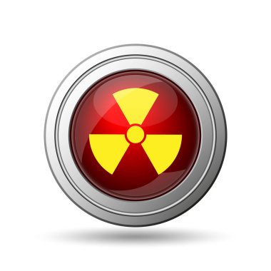 Radyasyon simgesi. Beyaz arka plan üzerinde Internet düğmesi