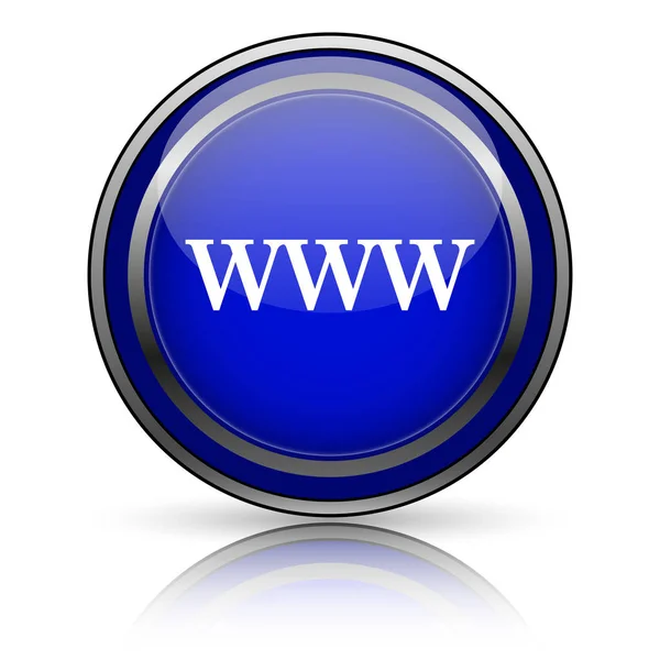 Синий Блестящий Значок Белом Фоне Кнопка Интернета — стоковое фото
