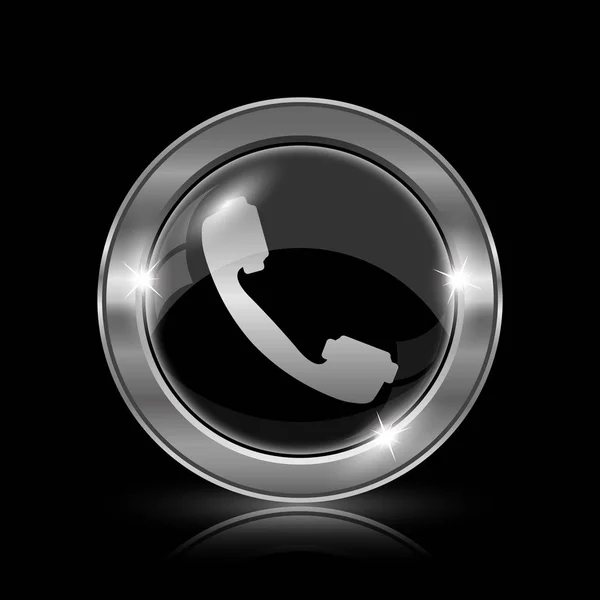 Phone Icon Internet Button Black Background — Stock Photo, Image