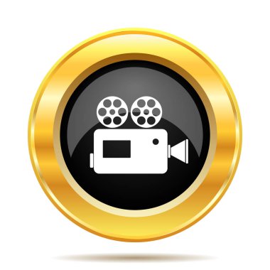 Video kamera simgesi. Beyaz arka plan üzerinde Internet düğmesi