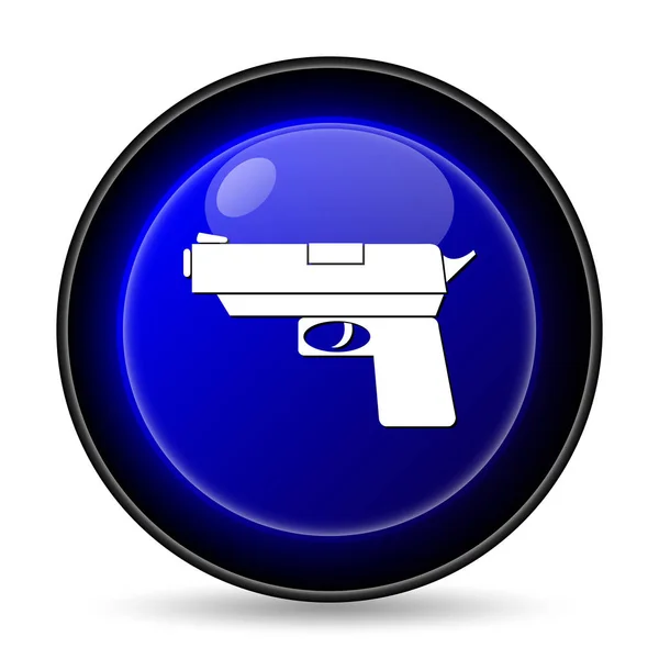 銃アイコン 白い背景の上のインター ネット ボタン — ストック写真
