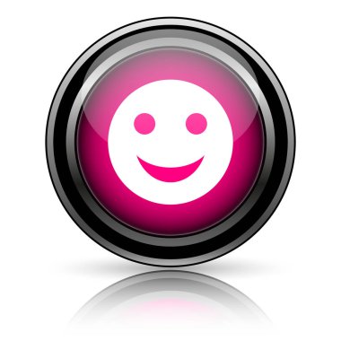 Gülen yüz simgesi. Beyaz arka plan üzerinde Internet düğmesi