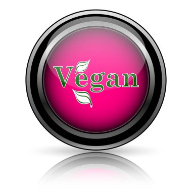 Vegan simgesi. Beyaz arka plan üzerinde Internet düğmesi