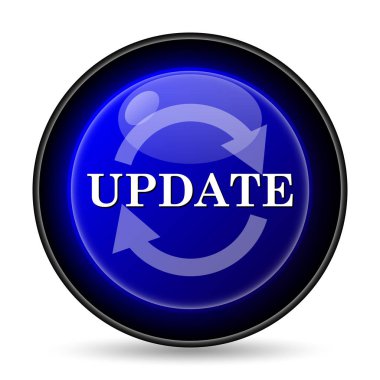 Update simgesi. Beyaz arka plan üzerinde Internet düğmesi