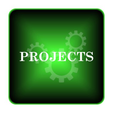 Projeler simgesi. Beyaz arka plan üzerinde Internet düğmesi