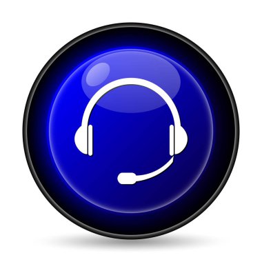 Kulaklık simgesi. Beyaz arka plan üzerinde Internet düğmesi