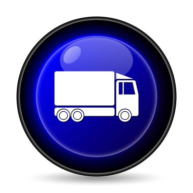 Kamyon simgesi. Beyaz arka plan üzerinde Internet düğmesi