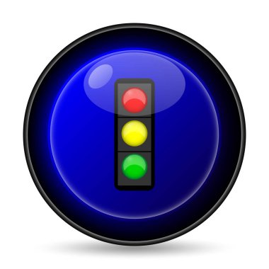 Trafik ışığı simgesi. Beyaz arka plan üzerinde Internet düğmesi