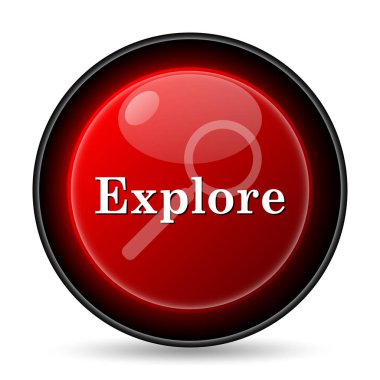 Simge keşfedin. Beyaz arka plan üzerinde Internet düğmesi