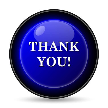 Teşekkür ederim simgesi. Beyaz arka plan üzerinde Internet düğmesi