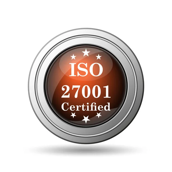 Iso 27001 のアイコン 白い背景の上のインター ネット ボタン — ストック写真