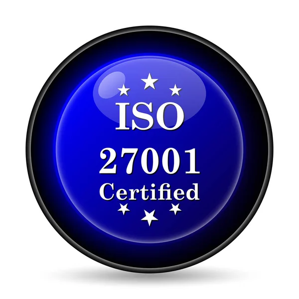 Iso 27001 のアイコン 白い背景の上のインター ネット ボタン — ストック写真