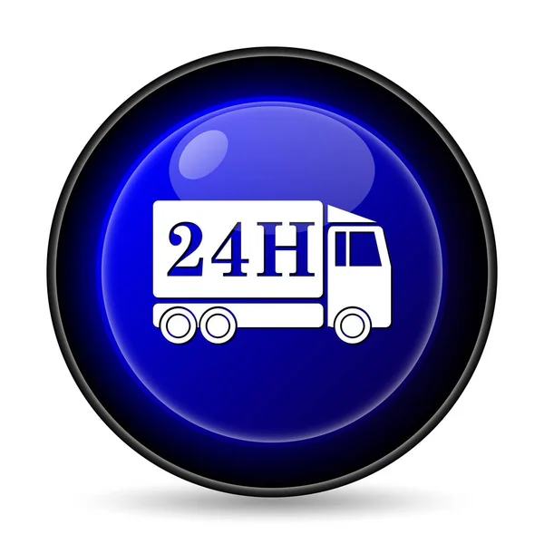 Ikona Ciężarówka Dostawa 24H Przycisk Internet Białym Tle — Zdjęcie stockowe