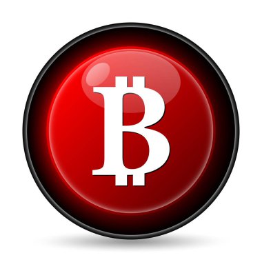 Bitcoin simgesi. Beyaz arka plan üzerinde Internet düğmesi