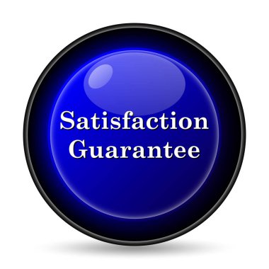 Memnuniyet garantisi simgesi. Beyaz arka plan üzerinde Internet düğmesi