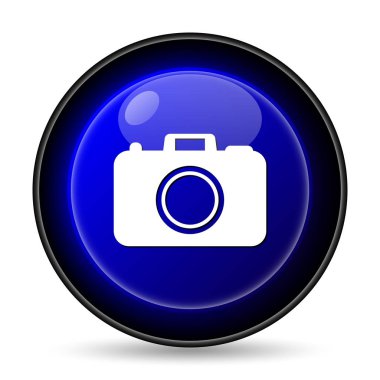 Fotoğraf kamera simgesi. Beyaz arka plan üzerinde Internet düğmesi