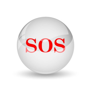 Sos simgesi. Beyaz arka plan üzerinde Internet düğmesi