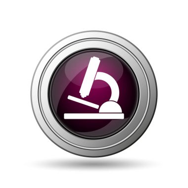 Mikroskop simgesi. Beyaz arka plan üzerinde Internet düğmesi