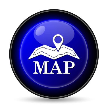 Harita simgesi. Beyaz arka plan üzerinde Internet düğmesi