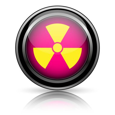 Radyasyon simgesi. Beyaz arka plan üzerinde Internet düğmesi