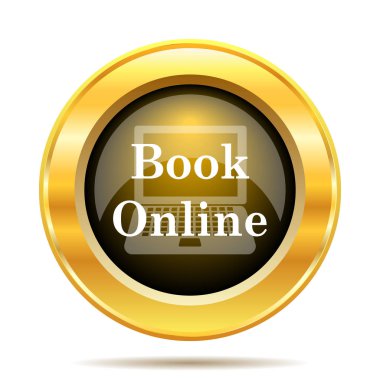 Kitap online simgesi. Beyaz arka plan üzerinde Internet düğmesi