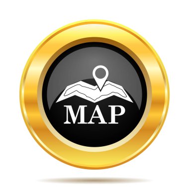 Harita simgesi. Beyaz arka plan üzerinde Internet düğmesi