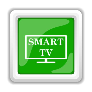Akıllı tv simgesi. Beyaz arka plan üzerinde Internet düğmesi