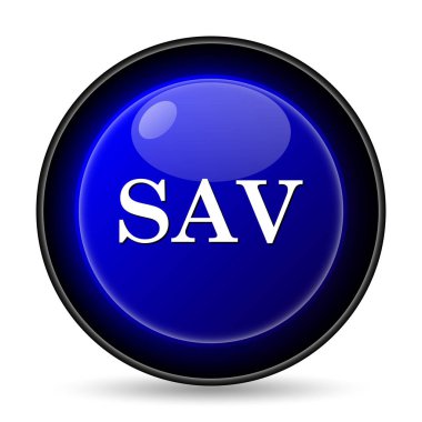 Sav simgesi. Beyaz arka plan üzerinde Internet düğmesi