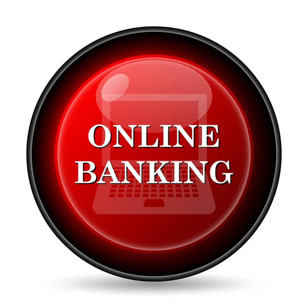 Icono Banca Online Botón Internet Sobre Fondo Blanco —  Fotos de Stock