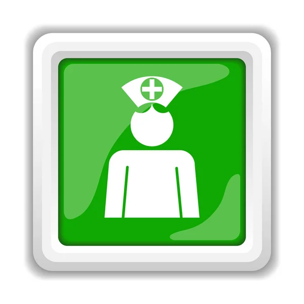 Ícone Enfermeira Botão Internet Fundo Branco — Fotografia de Stock