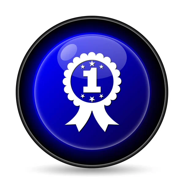最初の賞のリボンのアイコン 白い背景の上のインター ネット ボタン — ストック写真