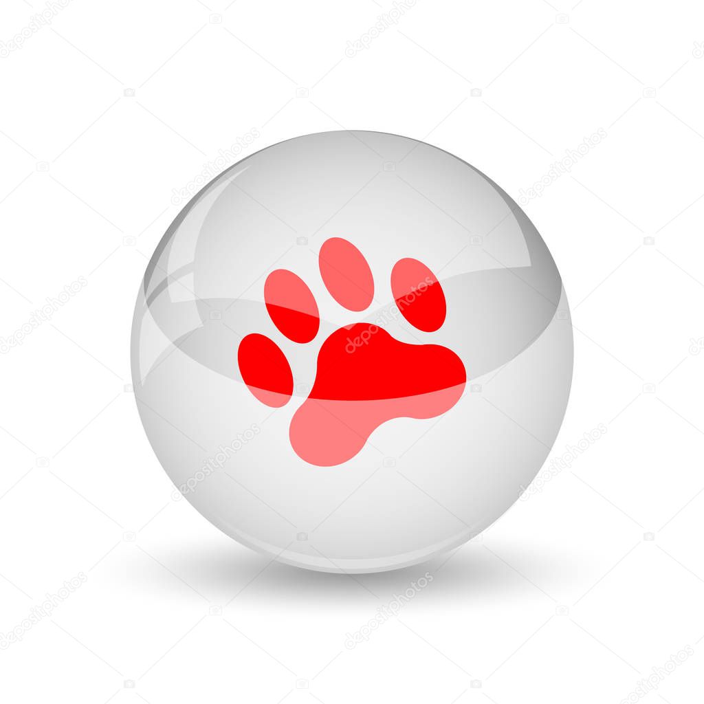 Paw print icon. Internet button on white background