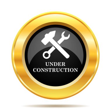 İnşaat simgenin altında. Beyaz arka plan üzerinde Internet düğmesi