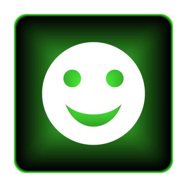 Gülen yüz simgesi. Beyaz arka plan üzerinde Internet düğmesi